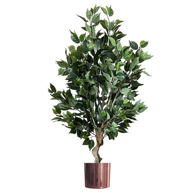 100cm Premium Artificial Ficus Twist Tree Copper Planter
