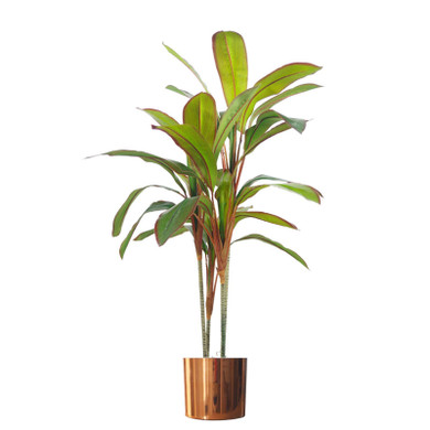 100cm Artificial Realistic Dracaena Tropical Plant with Copper Metal Plater