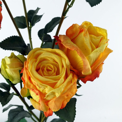 60cm Yellow Rose Artificial Flowers Spray - 4 Flowers 3 Buds