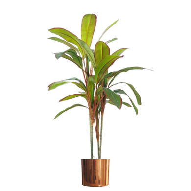 100cm Artificial Potted Dracaena Tropical Plant with Copper Metal Plater