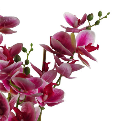 70cm Artificial Orchid Dark Pink with Black Ceramic Planter