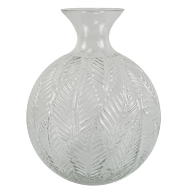 26cm Clear Fern Print Glass Bottle Vase