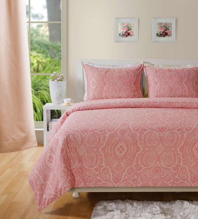 400 TC - Cotton Rich Paisley Print Duvet Cover Set Red