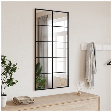 vidaXL Wall Mirror Black 50x100 cm Rectangle Iron