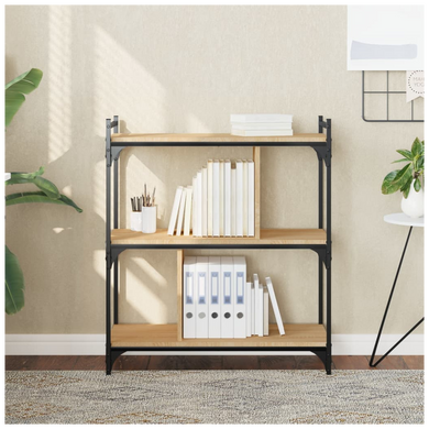 vidaXL Bookcase 3-Tier Sonoma Oak 76x32x88 cm Engineered Wood