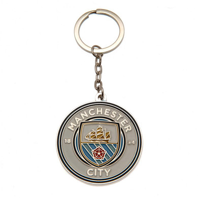 Manchester City FC Keyring with Metal Crest and Gold Finish