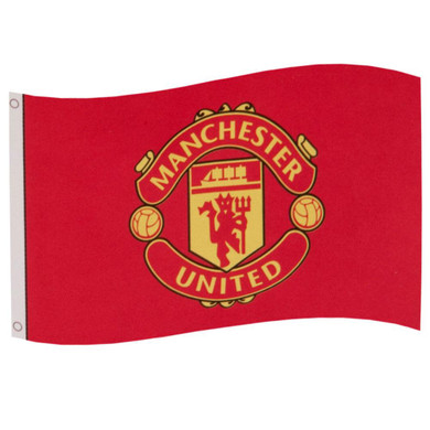 Manchester United FC Flag CC - Large Polyester Supporters Flag featuring full-color United crest on red background