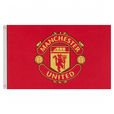 Manchester United FC Flag CC - Large Polyester Supporters Flag featuring full-color United crest on red background