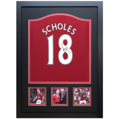 Paul Scholes Signed Manchester United FC Shirt - Framed 2017-2018 Season Replica with Authentic Signature