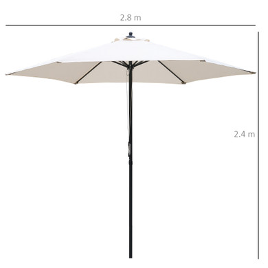 2.8m Patio Umbrella Parasol Outdoor Table Umbrella 6 Ribs Manual Push