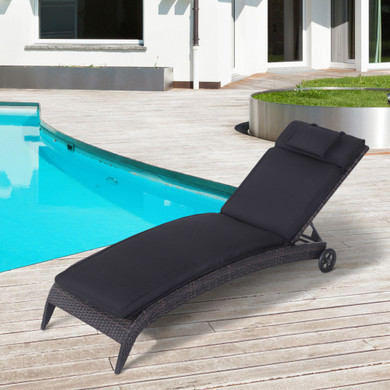  Garden Sun Lounger Chair Cushion Reclining Relaxer 