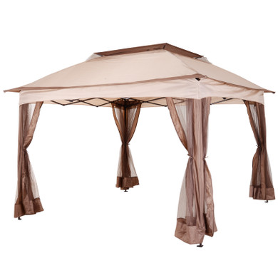  Gazebo, 325Lx325Wx295H cm-Khaki/Brown 