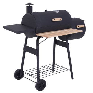  Portable Charcoal BBQ Grill Steel Offset Smoker Combo Backyard