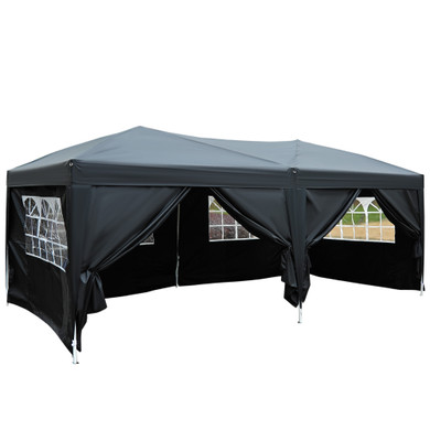 Outsunny 3x6m Garden Water Resistant Pop Up Gazebo Marquee Party Wedding Canopy Awning in black - Spacious and Durable Outdoor Shelter