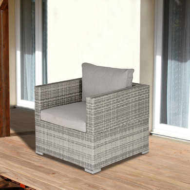 Classic Grey Rattan Wicker Outdoor Seating - Outsunny Sofa Chair