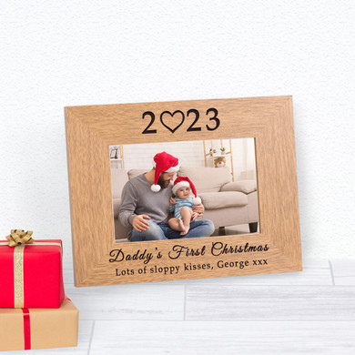 Daddy's First Christmas Wood Picture Frame (6"" x 4"")