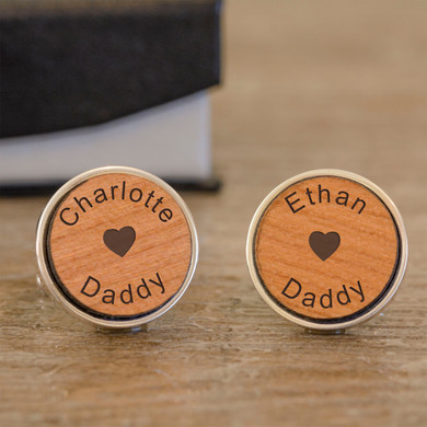 Loves Daddy Cufflinks - Cherry Wood