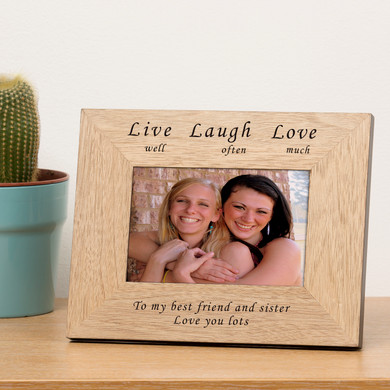 Live well Laugh often Love much Wood Picture Frame (6"" x 4"")