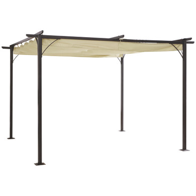 Steel Pergola, 350L cm, Steel, Polyester-Black/Beige 