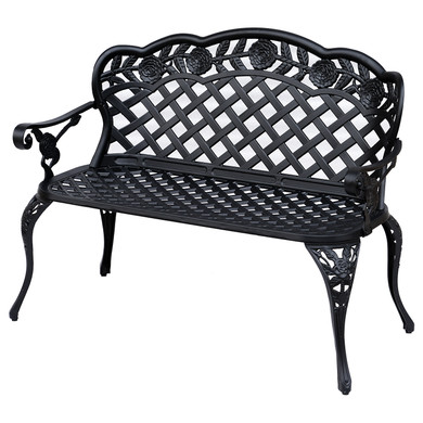  Garden Bench, Cast Aluminium, 107Lx58Wx85H cm-Black