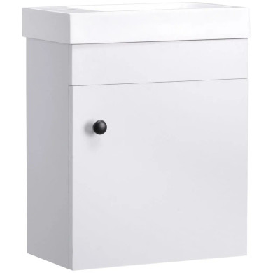 Bathroom Vanity Unit with Basin Wall Mount Wash Stand with Storage, White