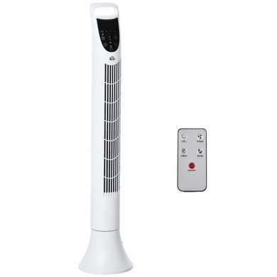 Tower Fan, 3 Speed 3 Mode Timer Oscillation,Remote White