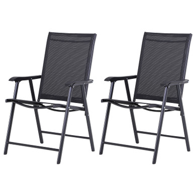 2-PCS Garden Armchairs Outdoor Patio Folding Modern Furniture Black Outsunny