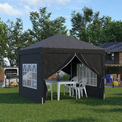 3mx3m Pop Up Gazebo Party Tent Canopy Marquee with Storage Bag Black