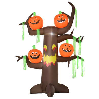  Halloween Decoration 2.4m Inflatable Ghost Tree with Pumpkins and 6 LED Lights