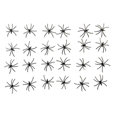 24 Pack Spooky Black Plastic Spiders Halloween Party Prop Decoration