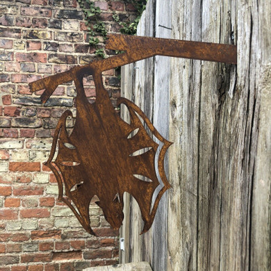 Rusty Metal HANGING BAT Garden sign Ornament decoration