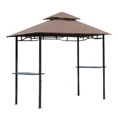 Outsunny 8ft Double-Tier Gazebo Grill Canopy Tent Shelter-Coffee 