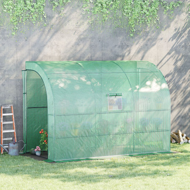 Walk-In Greenhouse PE Cover and 3-Tier Shelves, Green, 300x150x213 cm