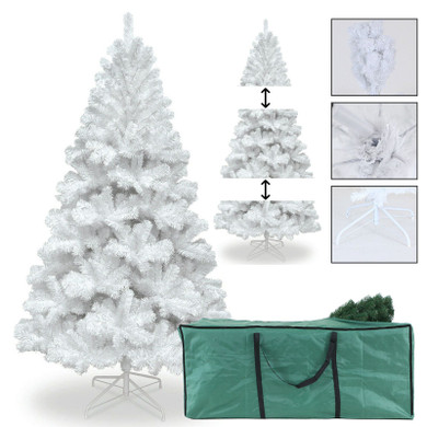 6FT WHITE Colorado ARTIFICIAL Christmas Tree - Metal Stand with Green Bag
