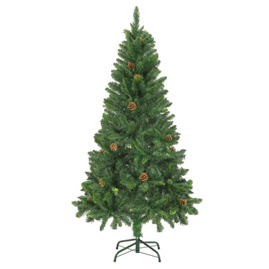 Artificial Christmas Tree with Pine Cones Green & Green & White 150 cm to 210 cm