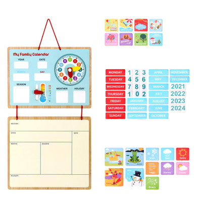 SOKA My Family Calendar Magnetic Wooden Weather Board Gift for Kids 3+ and up