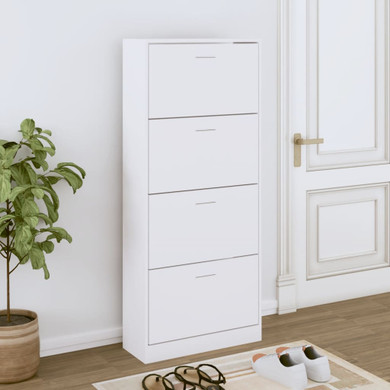 vidaXL Shoe Cabinet White 63x24x147 cm Engineered Wood