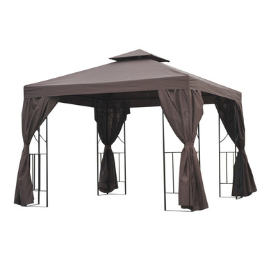  3x3 m Gazebo W/Side Panel-Brown  