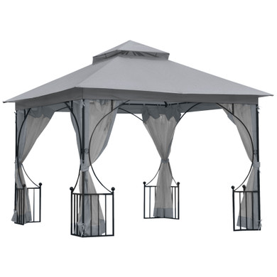 Gazebo Party Tent Canopy Sun Shade for Patio Garden Light Grey 3x3(m) Outsunny