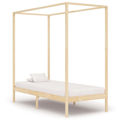 vidaXL Canopy Bed Frame - Solid Pine Wood, Multiple Sizes and Colours Available