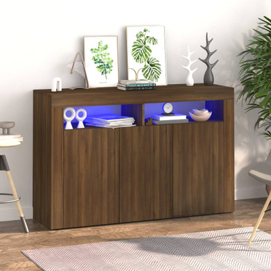 vidaXL Sideboard with LED Lights Brown Oak 115.5x30x75 cm