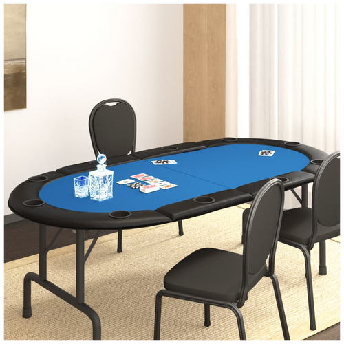 10-Player Folding Poker Tabletop Blue 208x106x3 cm