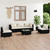 vidaXL 6 Piece Garden Lounge Set with Cream Cushions Poly Rattan Black - 60 x 60 x 30 cm Table