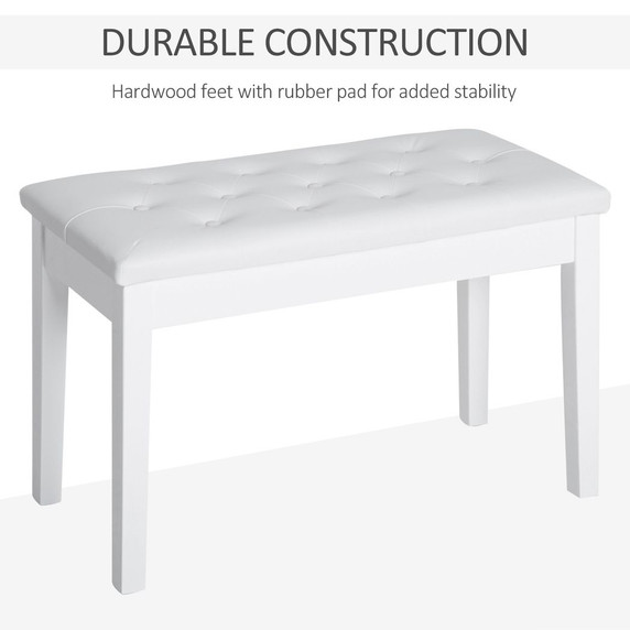 Classic Digital Keyboard Piano Bench Makeup Padded Seat Stool Solid Wood White