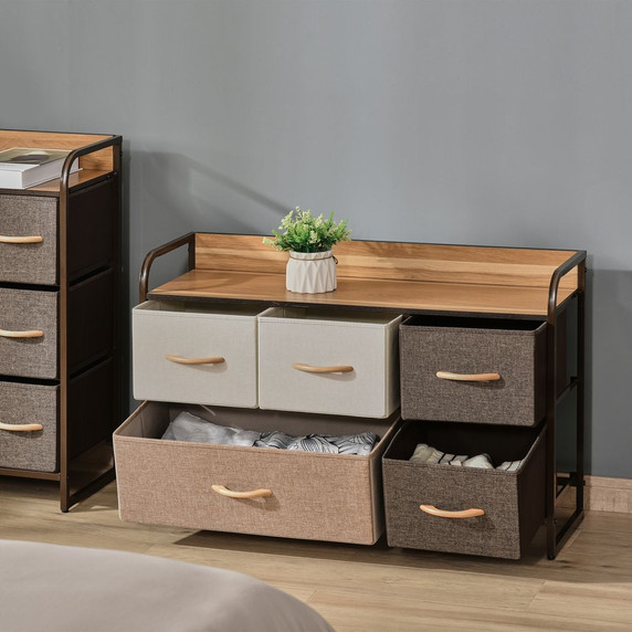 Drawers Storage Tower Dresser with Wood Top, Steel Frame, Storage Organizer