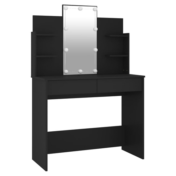 Dressing Table with LED Black 96x40x142 cm