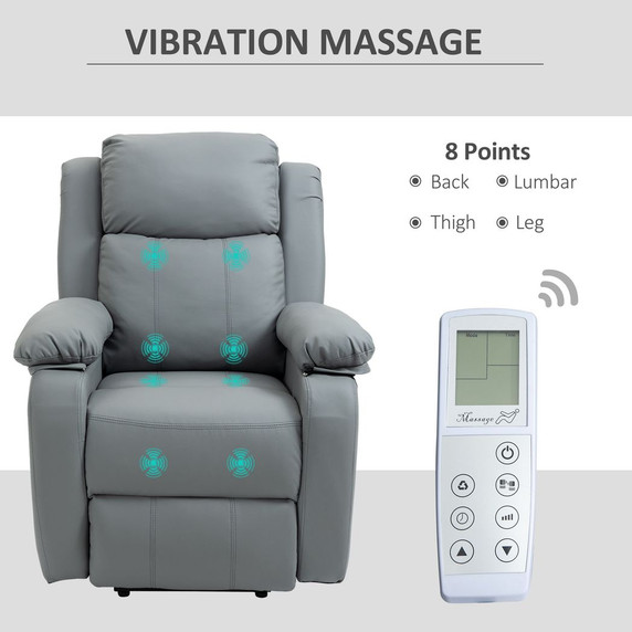 Electric Power Lift Recliner Chair with Massage Vibration Side Pocket, Grey