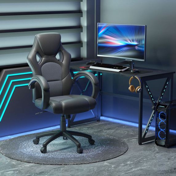 Vinsetto Executive Racing Swivel Gaming Office Chair - Adjustable Height, 360° Swivel, High Back Support, Faux Leather Upholstery, Easy Mobility with Five Wheels - Ideal for Home Office or Gaming Setup