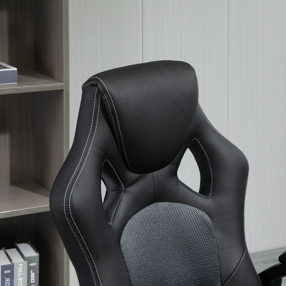 Vinsetto Executive Racing Swivel Gaming Office Chair - Adjustable Height, 360° Swivel, High Back Support, Faux Leather Upholstery, Easy Mobility with Five Wheels - Ideal for Home Office or Gaming Setup