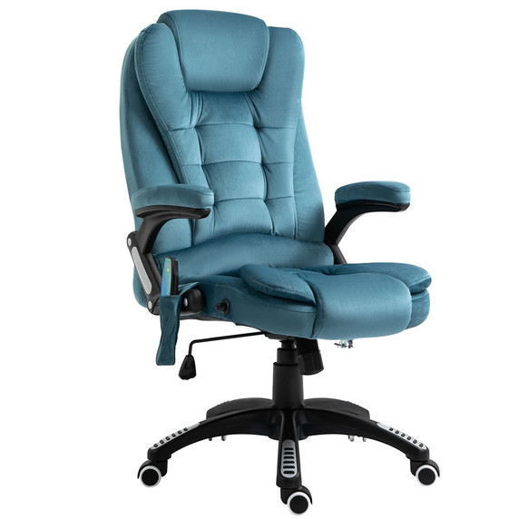 Executive Reclining Chair w/ Heating Massage Points Relaxing Headrest Blue